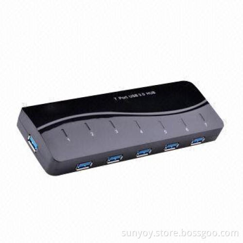 7-port Compact Super-speed USB 3.0 Hub with DC Socket